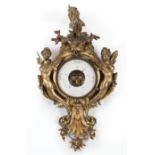 Large Antique Gilt Barometer , late 19th c., surmounted by "Le Coq Gaulois", dial marked "