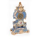 Paris Gilt and Polychrome Porcelain Mantel Clock , 19th c., silk-thread movement, marked "T.