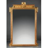 American Renaissance Giltwood Overmantel Mirror , mid-to-late 19th c., scrolled acanthine crest, egg