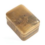Fine Japanese Hiramaki-e Lacquer Box, 19th c. or earlier, cover decorated with a bird perched on a