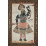 Antique Indian Painted Cotton Pichhavai or Pichhwai of Shri Nathji, probably 18th/19th c., mounted