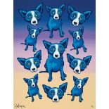 George Rodrigue (American/Louisiana, 1944-2013), "Group Therapy: Split-Font", 1995, silkscreen,