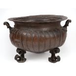 Continental Copper Wine Cooler, late 18th/early 19th c., lobed basin, scrolled handles and feet,