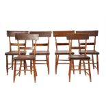 Six American Vernacular Pine and Oak Hitchcock Chairs, 19th c., tablet crest, plank seat,