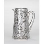 American Vintage Motif .999 Fine Silver Overlay Water Pitcher, Matthews Co., Newark, act. 1906- c.