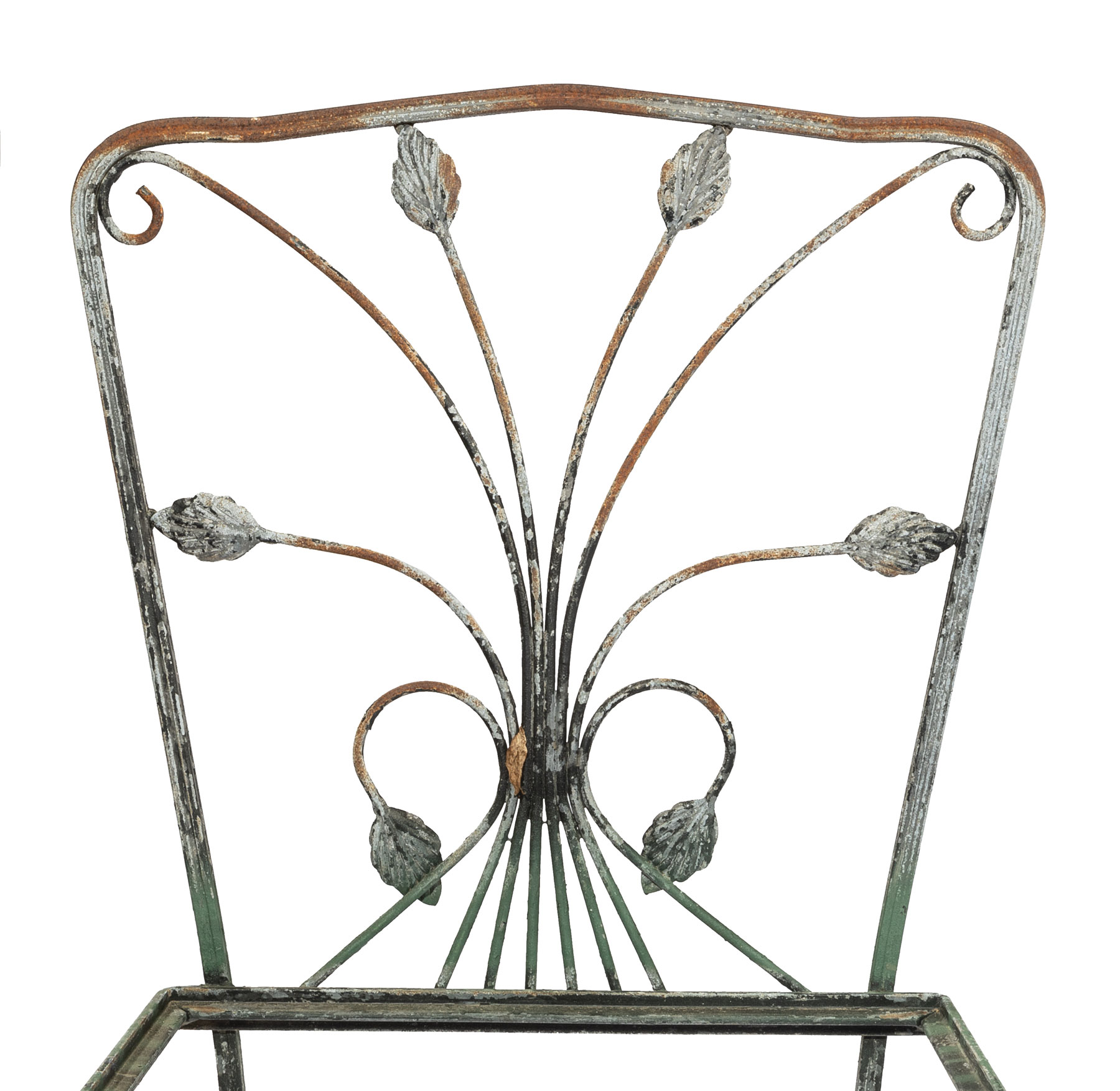 Vintage Wrought Iron Garden Suite, incl. four chairs and table with associated glass top, scroll and - Image 5 of 5