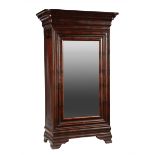 American Classical Mahogany Mirror-Door Armoire, mid-19th c., ogee and coved cornice, ogee molded