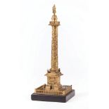 Grand Tour Gilt Bronze Model of the Vendome Column, 19th c., surmounted by Napoleon, marble base, h.