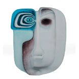 Mats Jonasson (Swedish, b. 1948), "Large Blue Mask", glass, signed and numbered "37/49", h. 12