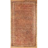 Antique Malayer Carpet, c. 1900, red and cream ground, overall floral design, 7 ft. x 13 ft. 5 in