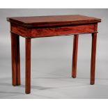 George III Inlaid Mahogany Games Table, early 19th c., foldover top, gate leg, square legs, h. 29