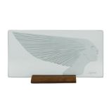 Frosted and Clear Glass "Victoire" Panel, 20th c., after the mascot design by Rene Lalique, signed