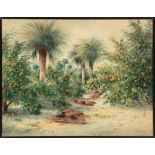 Walter Chaloner (American, 1852-1922), "An Orange Grove in Florida", watercolor on board, signed