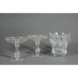 Pair of Continental Cut Crystal Compotes, h. 7 3/4 in., dia. 7 3/4 in.; together with large Art