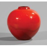 Japanese Oxblood-Red Glazed Stoneware Vase, 20th c., base marked, h. 5 1/2 in . Provenance: Estate