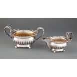 George III Sterling Silver Sugar & Creamer, Robert Hennell I & Samuel Hennell, London, 1808, act.
