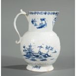 Lowestoft Relief Molded Blue and White Cider Jug, 18th c., painter's mark "S" inside foot rim, h.