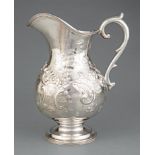 New York Coin Silver Repousse Water Pitcher, John L. Westervelt, Newburgh, NY, act. 1845-1905,