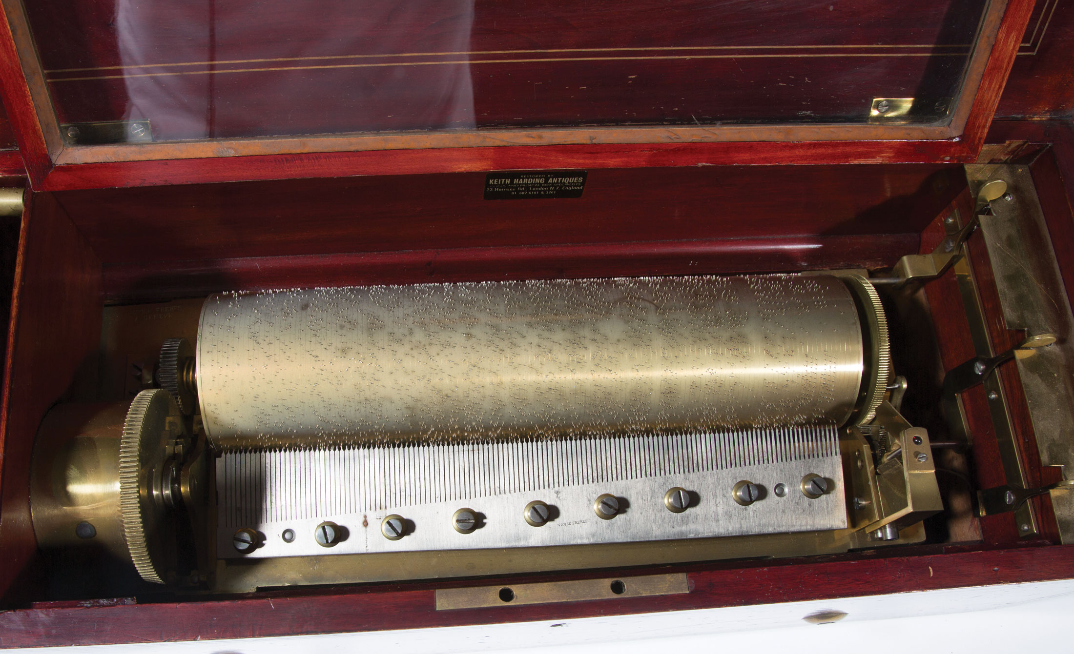 Antique Swiss Mahogany and Ebonized Cylinder Music Box, late 19th c., Nicole Freres, Geneva, 12 - Image 4 of 4