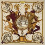 Hermes Silk "Napoleon" Scarf, sight 34 in. x 33 in., framed