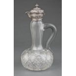 American Brilliant Cut Glass and Sterling-Mounted Claret Jug, late 19th/early 20th c., floral