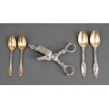 Group of Antique French 1st Standard Silver, incl. scissors snuffer, Durand a Paris, act. 1828-1874;