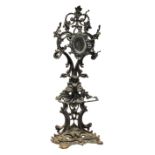 American Rococo Cast Iron Hallstand, mid-19th c., foliate scrolled body, centered by an adjustable
