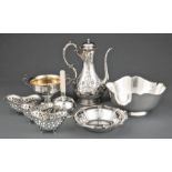 Group of Antique and Vintage Sterling Silver Tableware, incl. solitaire coffee pot, Edinburgh, 1809,