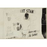 Henry Casselli (American/New Orleans, b. 1946), "Po-Boy Fruit Stand", charcoal on paper, signed