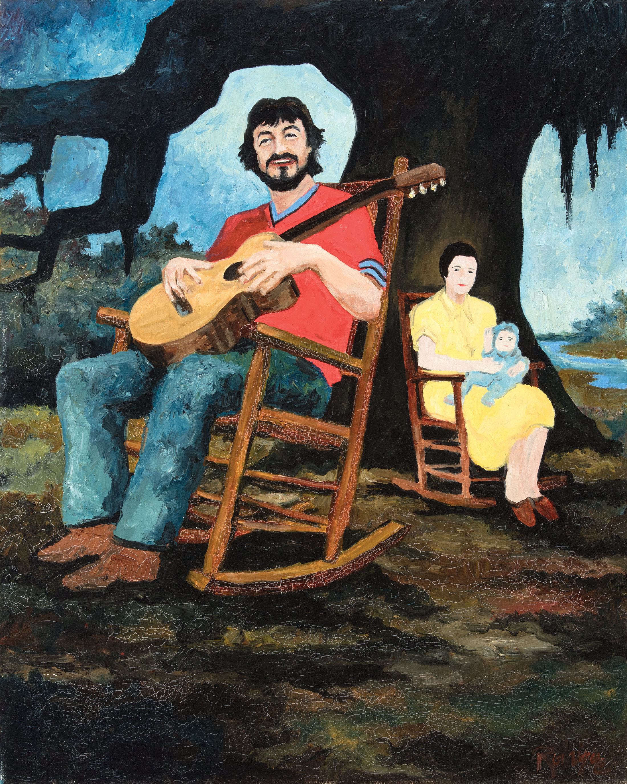 George Rodrigue (American/Louisiana, 1944-2013), "Bobby Charles", oil on canvas, signed lower