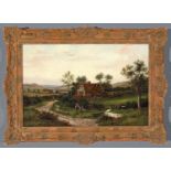 H.C. Buttler (British, 19th c.), "English Village Scenes", 1889, 2 oils on canvas, both signed and
