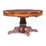 Robert Jupe-Style Exotic Woods Inlaid Mahogany Extension Dining Table, early 20th c., stamped "