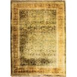 Persian Carpet, green and olive ground, overall floral design, 8 ft. x 11 ft. 2 in . Provenance: