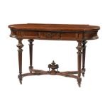American Renaissance Rosewood Center Table, mid-to-late 19th c., shaped oblong top, block front