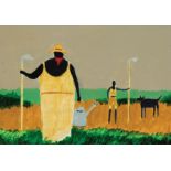 Darrell Loy Scott (American/Arkansas, 20th c.), "Get Out the Hoe", 1993, acrylic on hardboard,