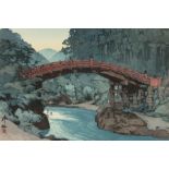 Hiroshi Yoshida (Japanese, 1876-1950), "Sacred Bridge", woodblock print, signed and sealed in plate,