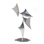 Lin Emery (American/New Orleans, b. 1926), "Four Triangular Petal Forms", c. 2005, polished aluminum