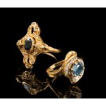 Two 18 kt. Yellow Gold, Sapphire and Diamond Rings