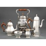 Elizabeth II Sterling Silver Tea and Coffee Service, London, 1969, incl kettle-on-stand, h. (to