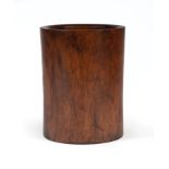 Chinese Rosewood Brush Pot, slightly waisted cylindrical body, h. 8 1/4 in., dia. 6 1/2 in