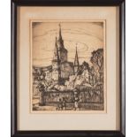 Knute Heldner (Swedish/Louisiana, 1877-1952), "St. Louis Cathedral", etching, signed in plate