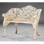 American Cast Iron Garden Bench in the "Passion Flower" Pattern, 19th c., reticulated back and seat,