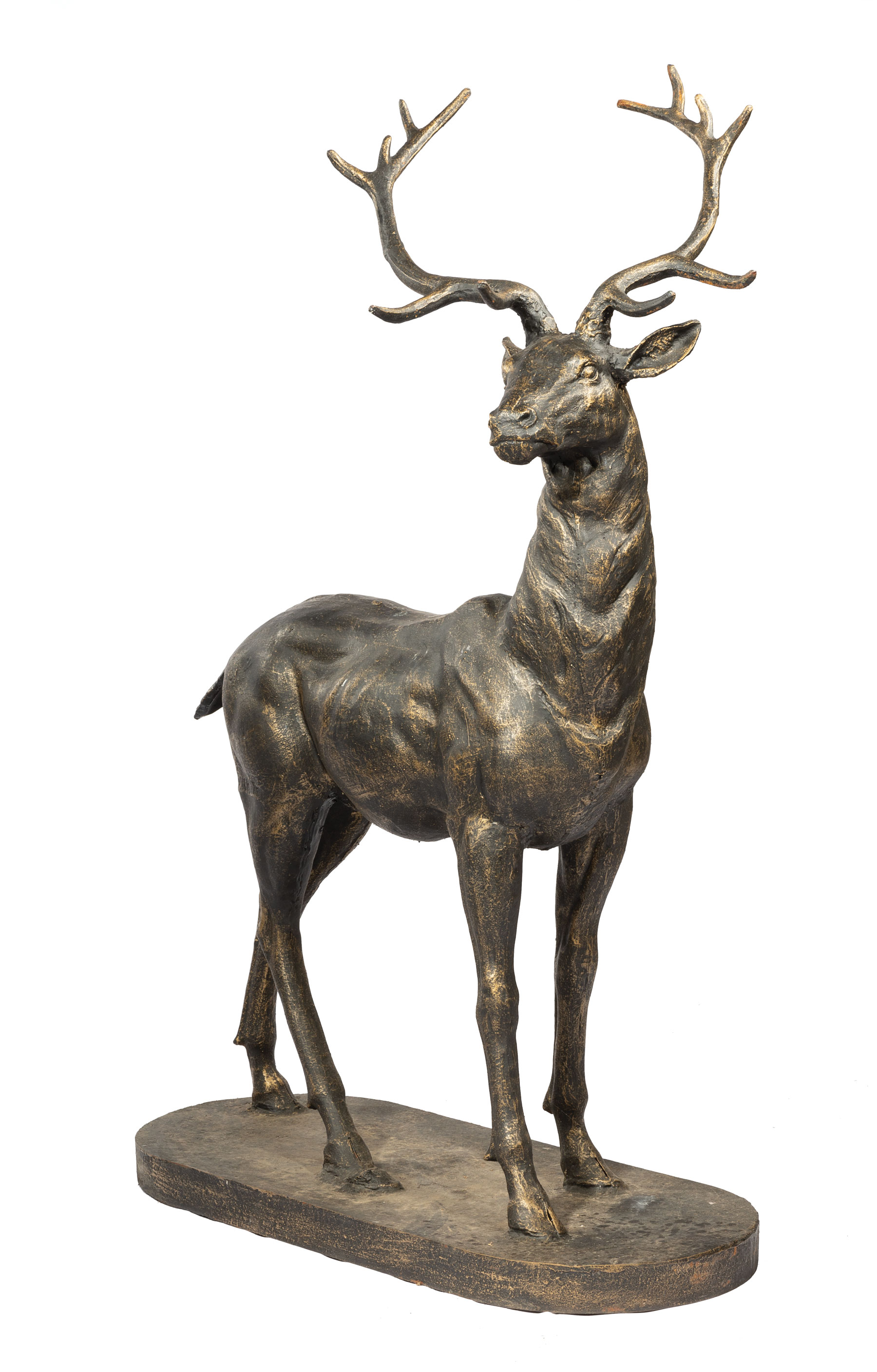 Large Pair of American Cast Iron Deer Garden Statues, opposing, both in ...