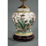 Chinese Famille Verte Porcelain Baluster Vase, Qing Dynasty (1644-1911), decorated with birds amid