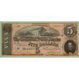 Six Framed Groupings of Confederate Notes, incl. 50 cent notes; $50 notes; State of South Carolina