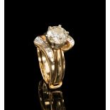 14 kt. Yellow Gold and Diamond Solitaire Ring, set with full cut diamond, approx. 1.9 cts., J-K