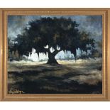 George Rodrigue (American/Louisiana, 1944-2013), "Richard's Oak", direct image transfer on canvas,
