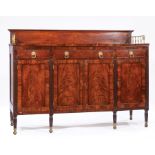 American Classical Brass-Mounted Mahogany Sideboard, early 19th c., New York, retail label "Sypher &
