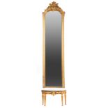 American Renaissance Carved Giltwood Pier Mirror, mid-to-late 19th c., foliate and floral crest,