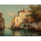 Antoine Bouvard, Sr. (French, 1870-1956), "Villa on Venice Canal", oil on canvas, signed "Marc